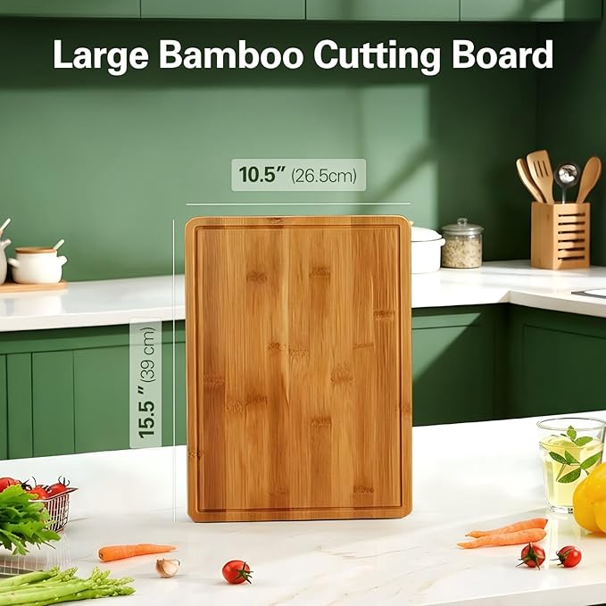 Zarler Bamboo Cutting Boards for Kitchen, 15.5x10.5 Wood Cutting Board - Image 2
