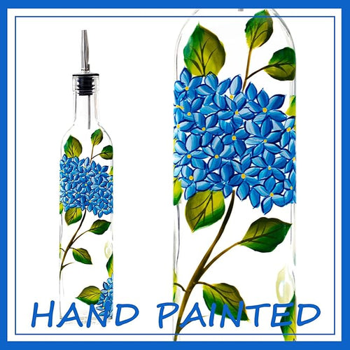17oz Hand Painted Glass Olive Oil Bottle Dispenser - 500ml Green Oil & Vinegar - Image 2