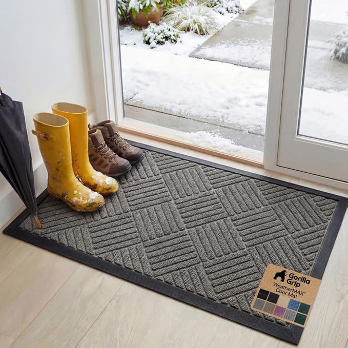 GORILLA GRIP 100% Waterproof All-Season WeatherMAX Doormat, US Designed Natural by GorillaGrip