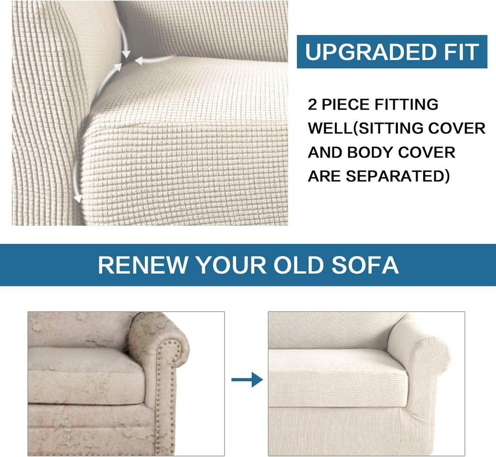 H.VERSAILTEX Stretch Armchair Cover 2 Piece Chair Covers for Living Room Furn...