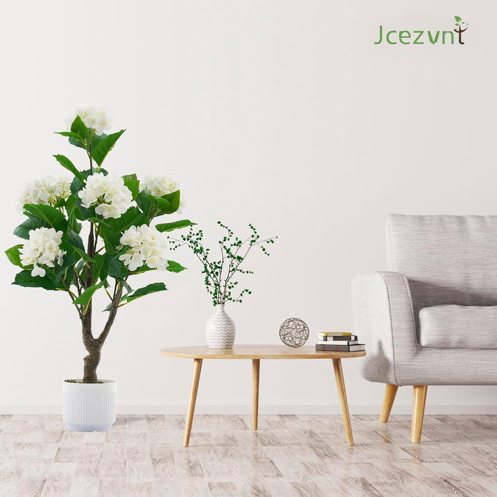 Artificial Hydrangea Tree 2 Pack, 3FT Faux Hydrangea Plant in Pot with White ...