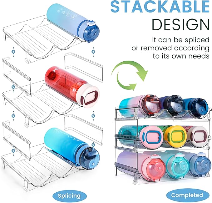 spospo Water Bottle Organizer for Cabinet, 3 Pack Water Bottle Organization and - Image 2