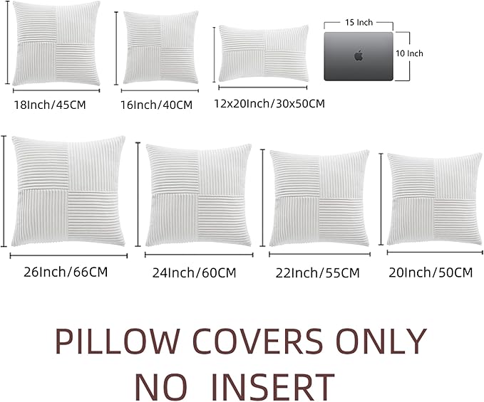 Fancy Homi 2 Packs White Big Decorative Throw Pillow Covers 24x24 Inch - Image 7