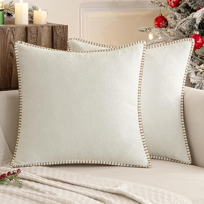 MIULEE Pack of 2 Christmas Pillow Covers 20x20 Inch Pure White Farmhouse by MIULEE