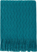BOURINA Teal Throw Blanket 50x60 Inches Throw Textured Solid Soft Sofa Couch by BOURINA