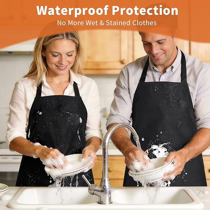 SHEOMERN Aprons for Men Kitchen Cooking – Waterproof & Oil Proof 3-Layer Long - Image 7