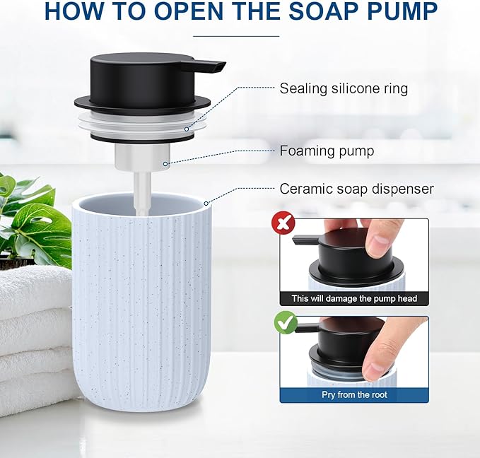Ceramic Foaming Soap Dispenser, 12 oz Bathroom Foam Hand Soap Dispenser - Image 3