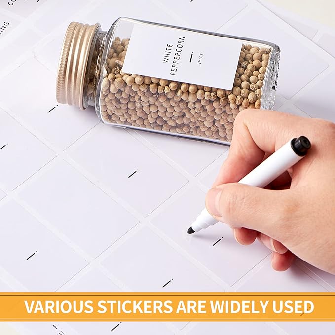 25 Pcs Spice Jars with Label- Glass Spice Jars with Gold Metal Caps, Shaker Lids - Image 3