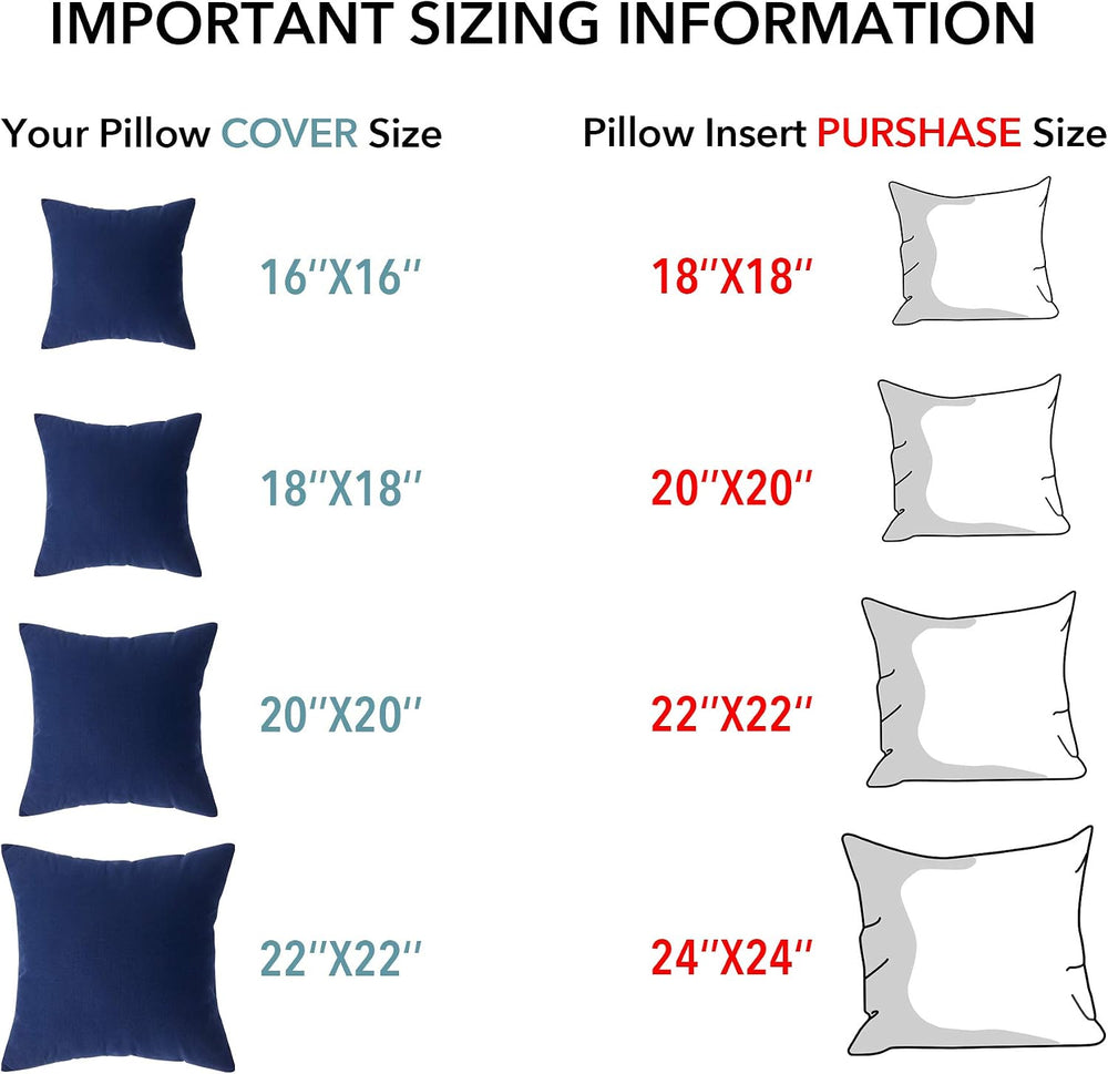 Oubonun 20 x 20 Throw Pillow Inserts (Set of 2) with 100% Cotton Cover - 20 I...