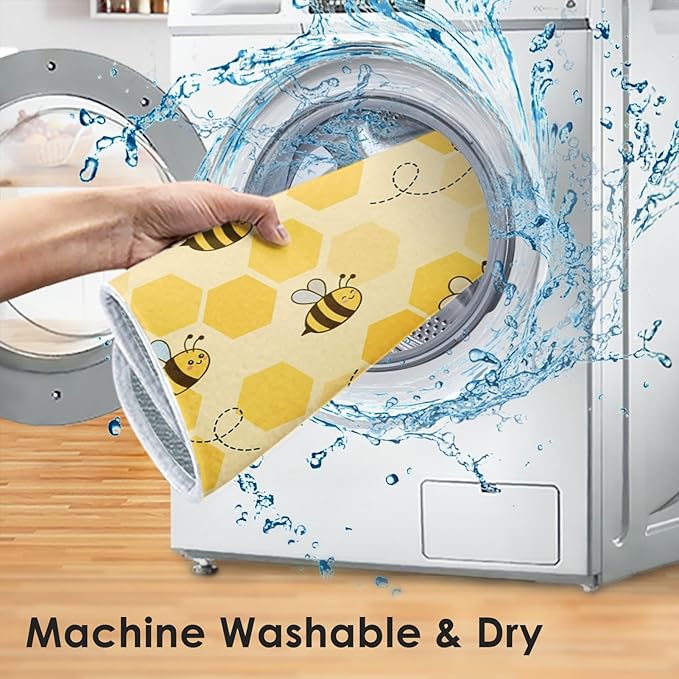 Sanwarm Absorbent Dish Drying Mat, Honey Baby Cute Yellow Bees Microfiber Pad - Image 5