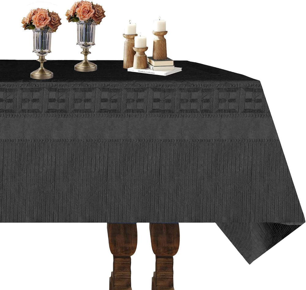 [6 Pack] Black Paper Tablecloths Disposable for Rectangle Tables, 54 X 108 In...