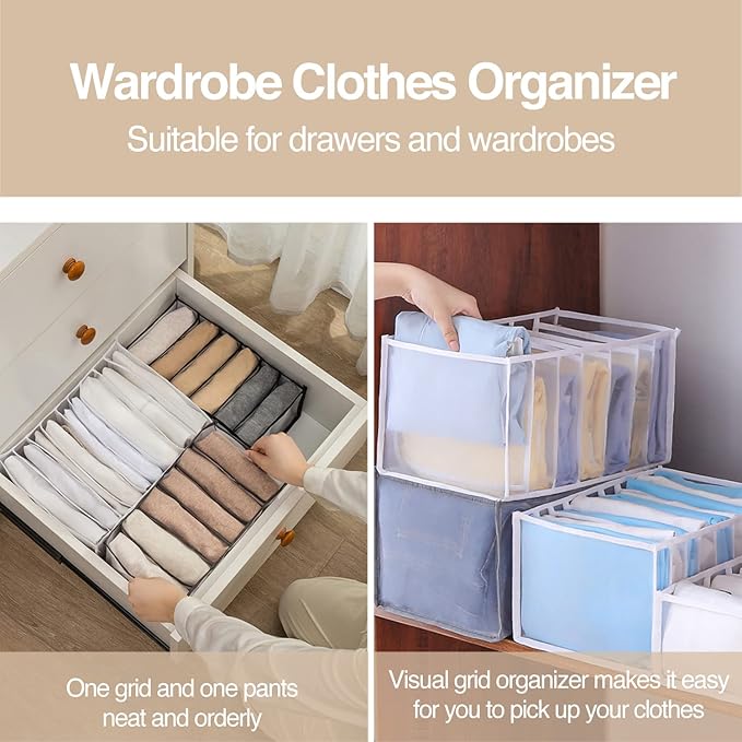 Wardrobe Clothes Organizer 7 Grids Portable Closet Organizer Mesh Separation - Image 4
