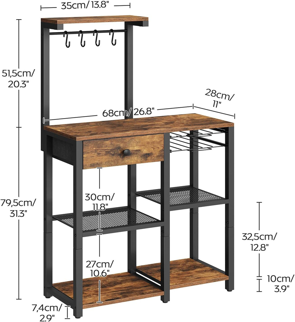YATINEY Bakers Rack with Storage, 5-Tier Coffee Bar Station with Drawer, Kitc...