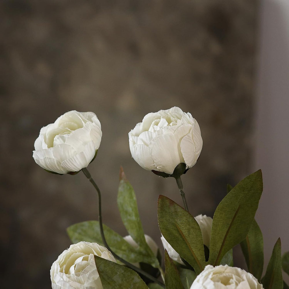 VIERENA 6 Pcs 27" Faux Silk Peony Artificial Flowers Stems for Vase (Cream)