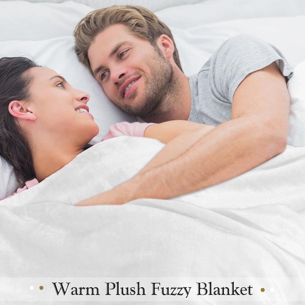 4 Pcs Fleece Throw Blanket Soft, White, Gray, 50'' X 60''
