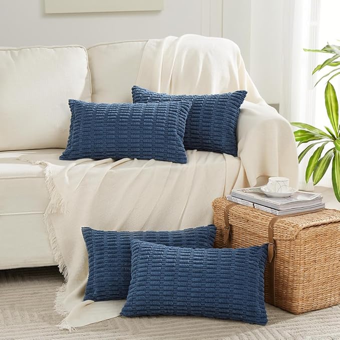 Fancy Homi 4 Packs Dusty Blue Decorative Throw Pillow Covers 12x20 Inch - Image 6