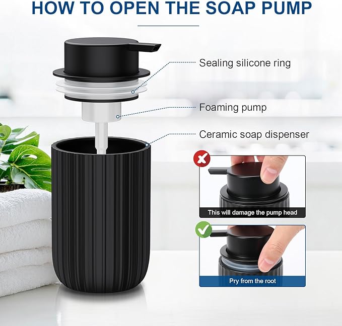 Ceramic Foaming Soap Dispenser, 12 oz Bathroom Foam Hand Soap Dispenser - Image 3
