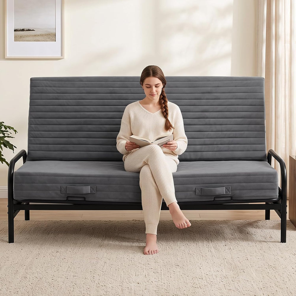 6 Inch Futon Mattress Full Size, Foldable Futon Floor Sofa Bed with Soft Thic...