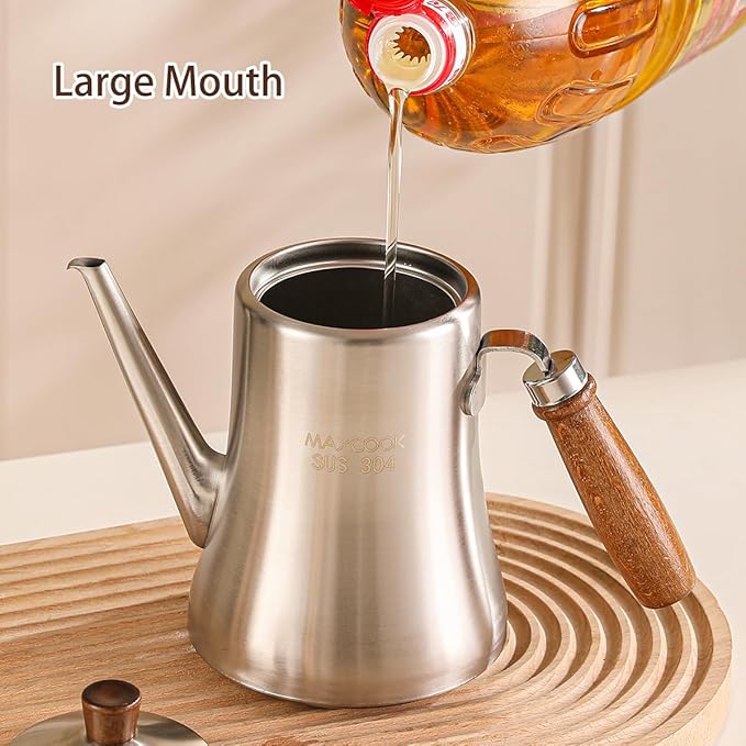 18/8 Stainless Steel Olive Oil Dispenser 1000ml/33.8oz Drip-Free Pouring Oil - Image 5