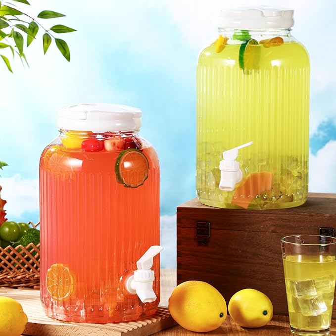 SiliFine 2 Pieces 1 Gallon Plastic Beverage Dispenser
