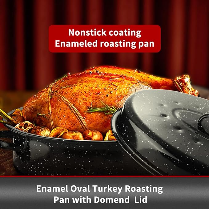 JY COOKMENT 19" Enameled Oval Roasting Pan - Image 5