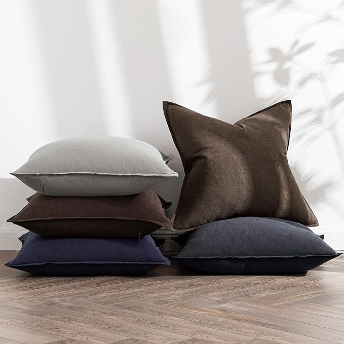 MIULEE Decorative Linen Pillow Covers 20x20 Inch Dark Gray ​Boho Farmhouse​ - Image 5