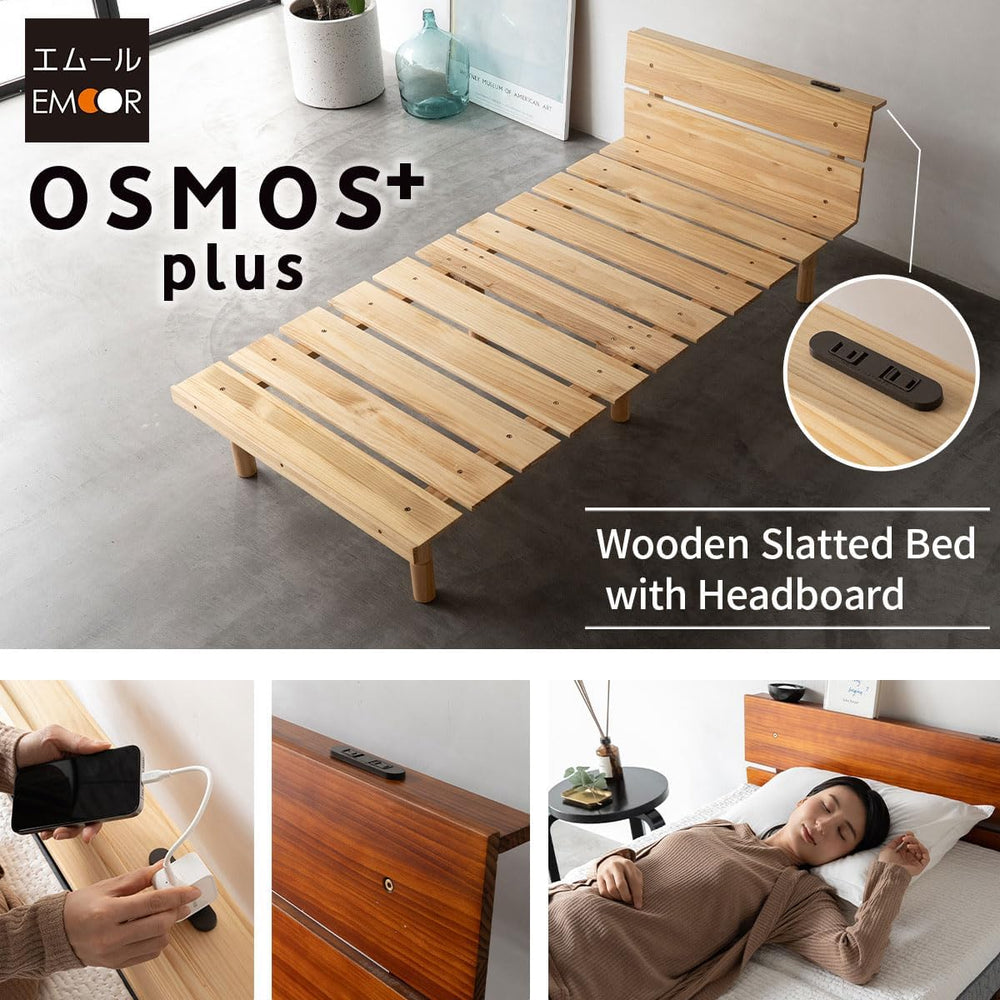 EMOOR Wood Slatted Floor Bed Frame OSMOS Plus Twin for Japanese Futon Mattres...