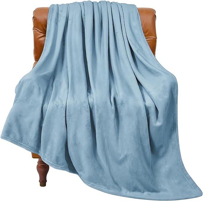 BEDELITE Fleece Blanket Twin Size Washed Blue Throw Blankets by BEDELITE