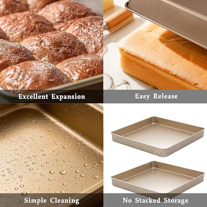 11 Inch Square Baking Sheet Set of 2, Commercial Nonstick Carbon Steel Cookie - Image 5