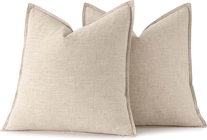 MIULEE Decorative Linen Euro Sham Pillow Covers 26x26 Natural Beige Boho - Image 6