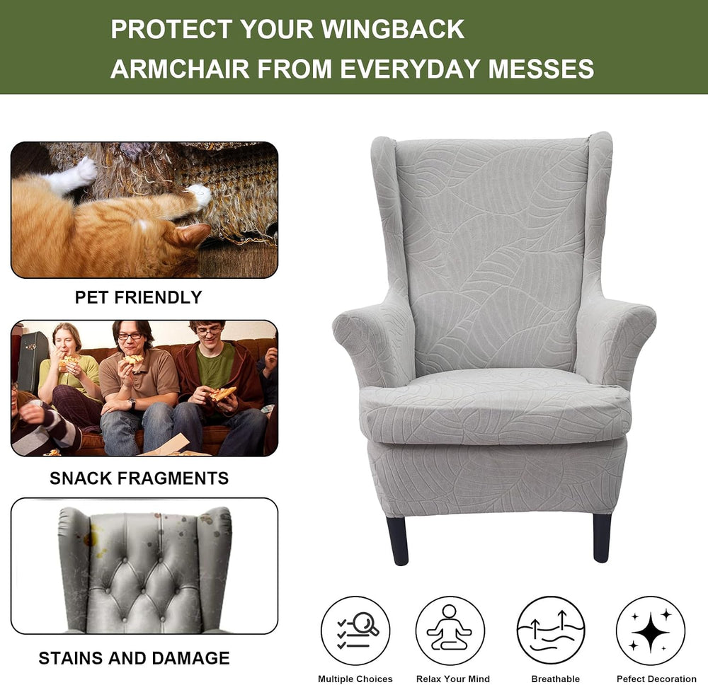 HAOYONG Waterproof Wing Chair Slipcovers Stretch Wingback Chair Covers 3 Piec...