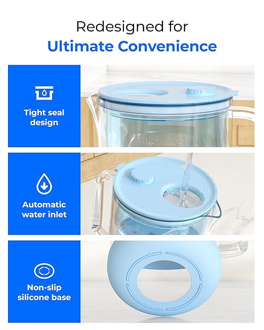 Waterdrop PT-09B-A 10-Cup Large Glass Alkaline Water Filter Pitcher, - Image 9