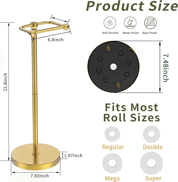 Toilet Paper Holder Stand, Modern Bathroom Free Standing Toilet Paper Roll - Image 7