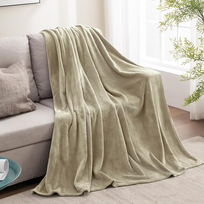 BEDELITE Fleece Blanket Oat Linen Throw Blankets - Image 5