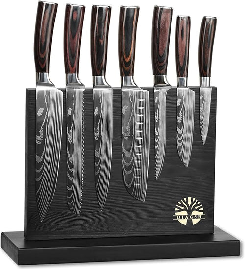 7-Piece Kitchen Knife Set with Magnetic Block by Diagsh