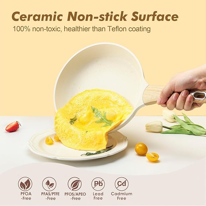 SENSARTE Ceramic Cookware Sets, Pots and Pans Set Non stick, Non toxic Healthy - Image 3