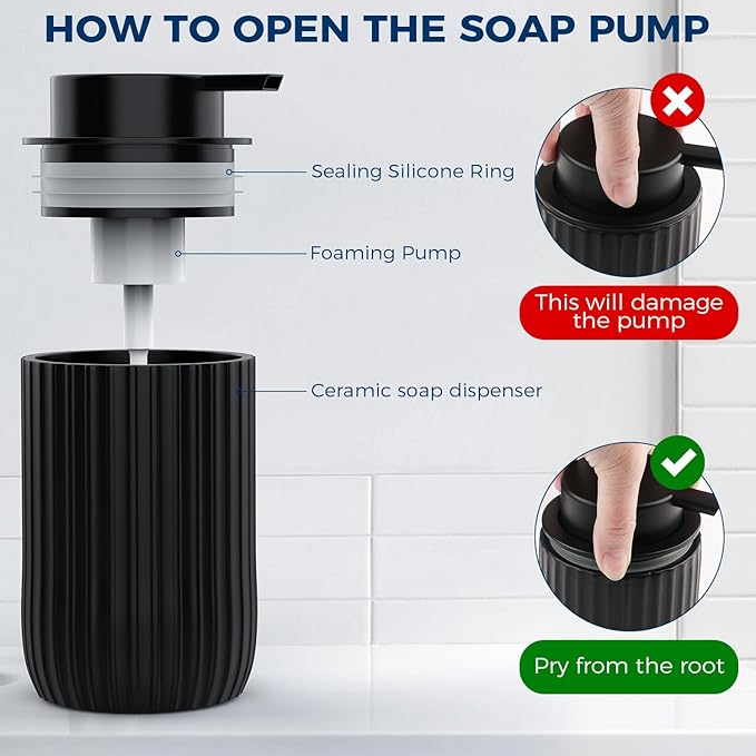 Ceramic Foaming Hand Soap Dispenser, 12 oz Bathroom Soap Dispensers, Lotion - Image 4