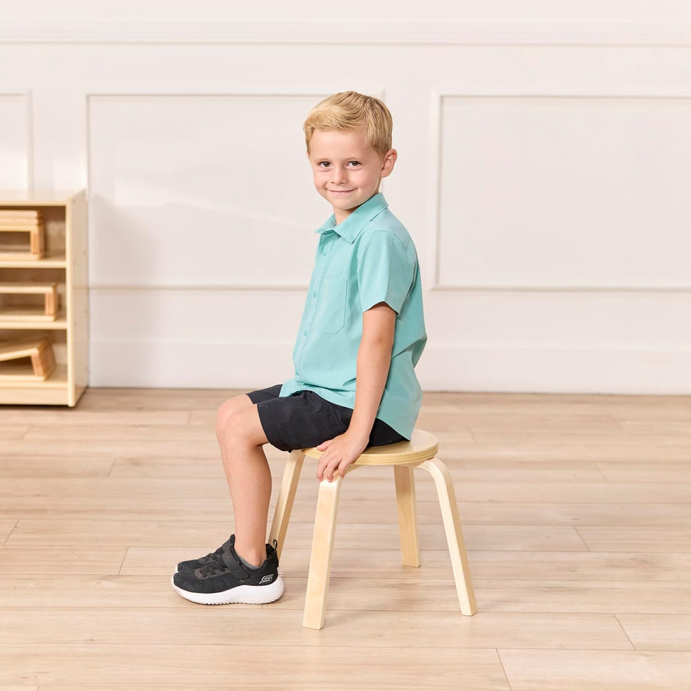 ECR4Kids Round Bentwood Table and Stool Set, 5-Piece, Natural | Durable birch...