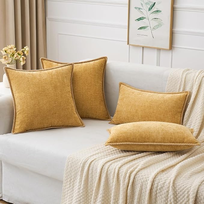 MIULEE Pack of 2 Couch Throw Pillow Covers 20x20 Inch Gold Farmhouse Decorative - Image 5