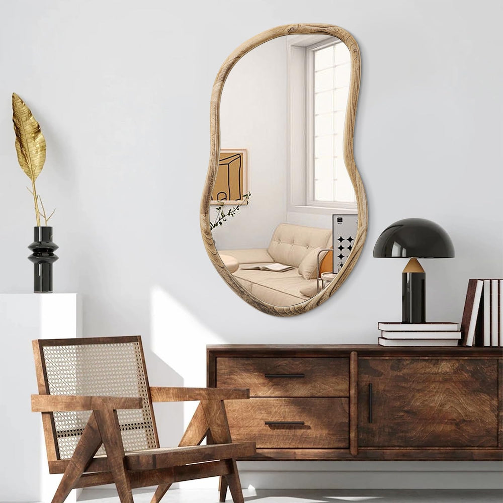 Irregular Wall Mirror Wood Asymmetrical Mirror Large Bathroom Vanity Mirrors ...