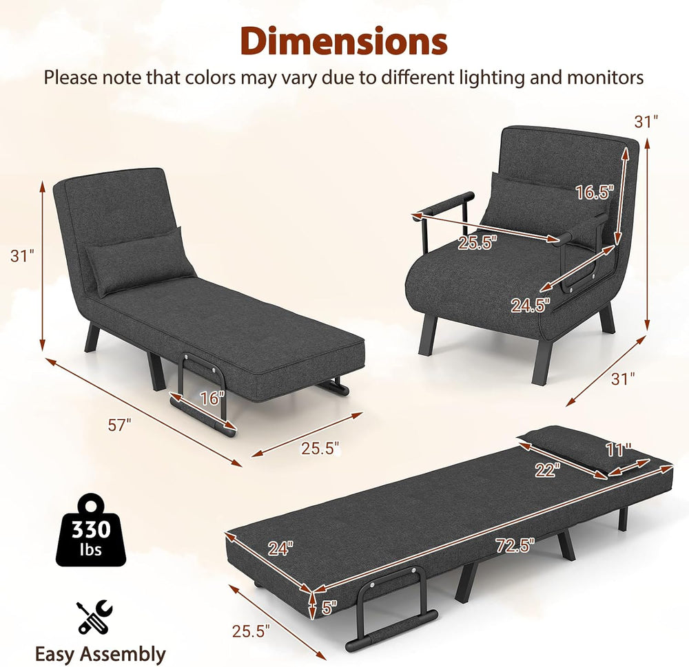 S AFSTAR 4 in 1 Convertible Sofa Chair Bed, Tri-fold Leisure Recliner Sleeper...
