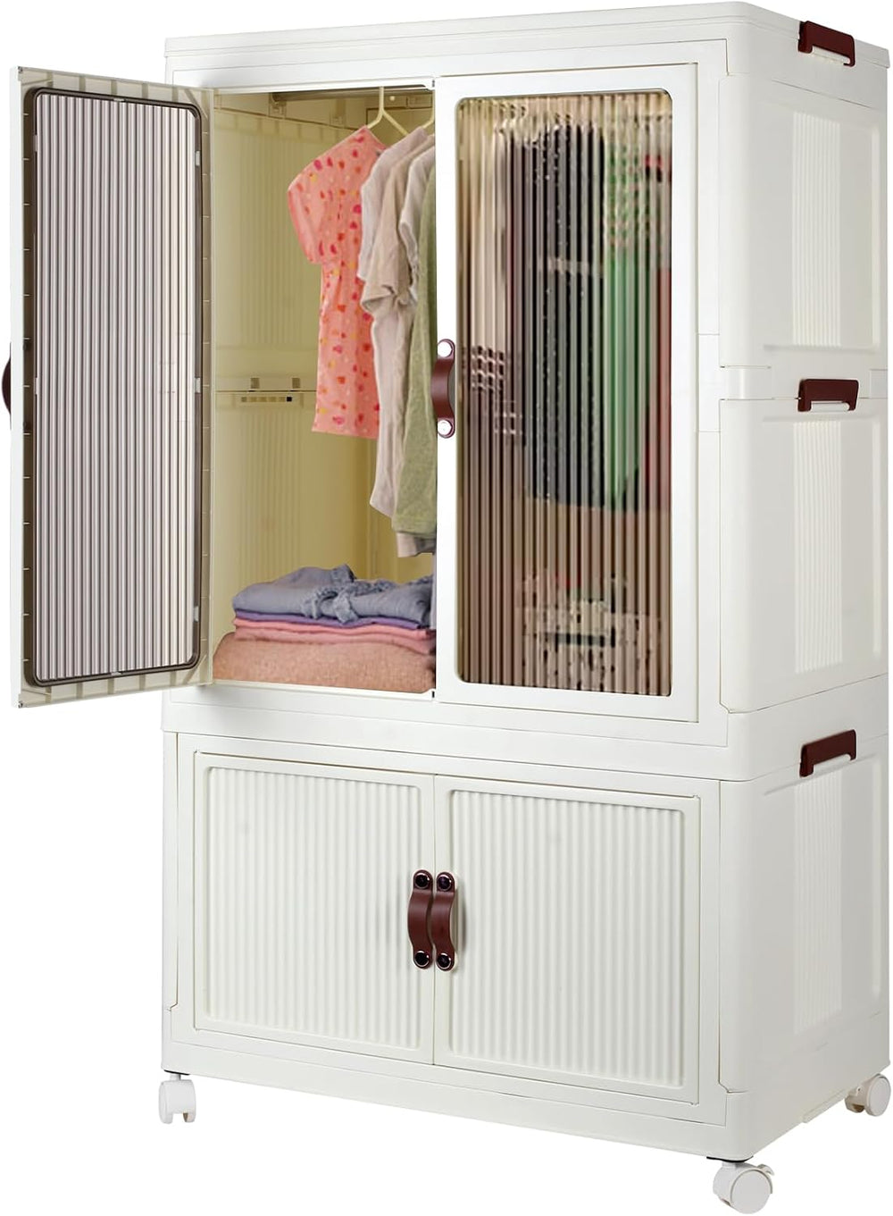 FozsKeylf Stackable Closet Storage Bins, Collapsible Clothes Organizers, Port...