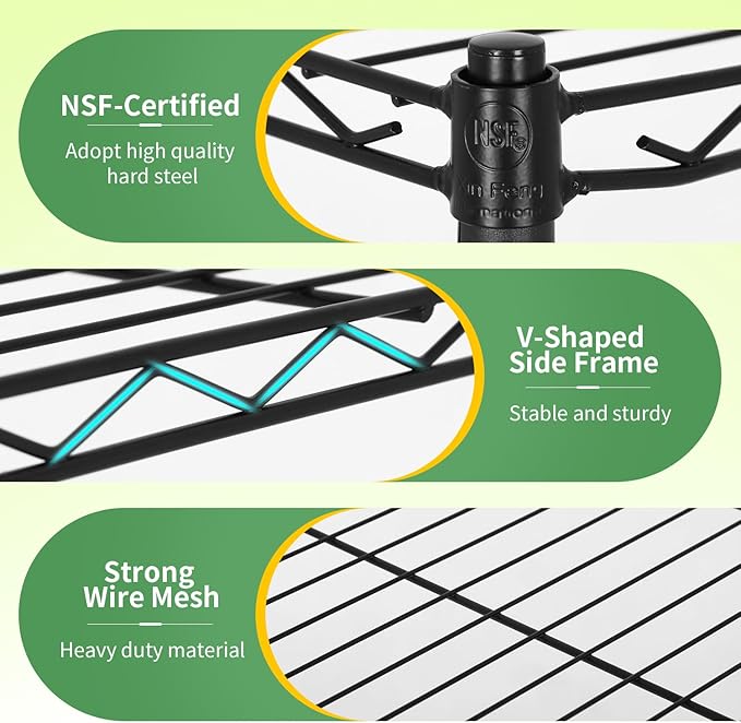 BestOffice Storage Shelves 6 Tier Metal Shelves Adjustable Garage Shelving Wire - Image 6