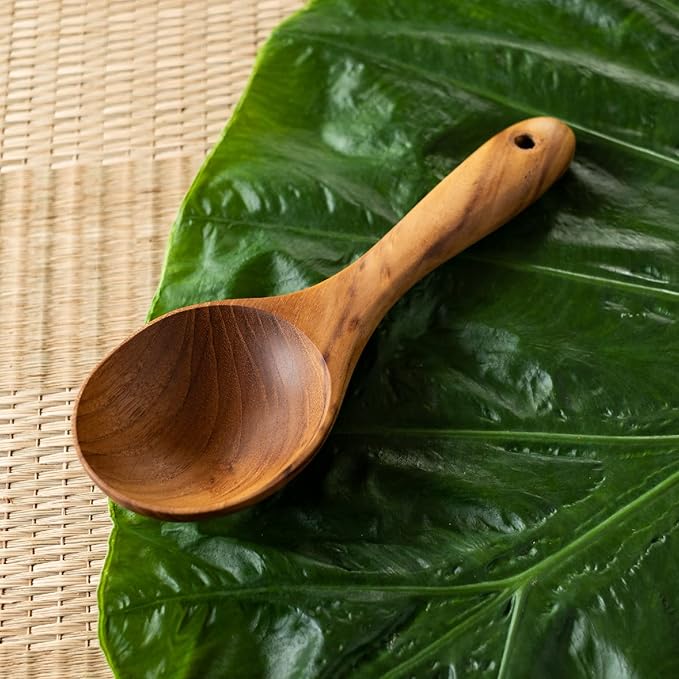 FAAY Short Handle Ladle, Eco Friendly Wooden Kitchen Tool, Hand Carved Unique - Image 5
