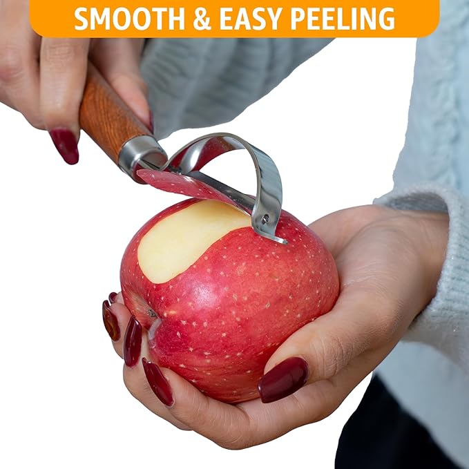 Potato Peeler Wooden Handle, Curved Multifunctional Vegetable Peeler, Rosewood - Image 5