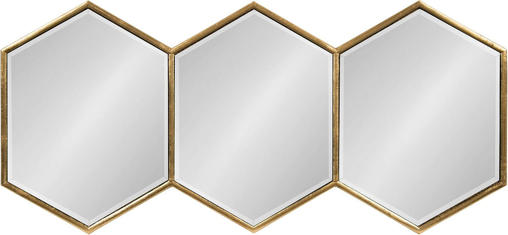 Kate and Laurel Royce Modern Glam Hexagon Trio Accent Wall Mirror, 30x14 Gold
