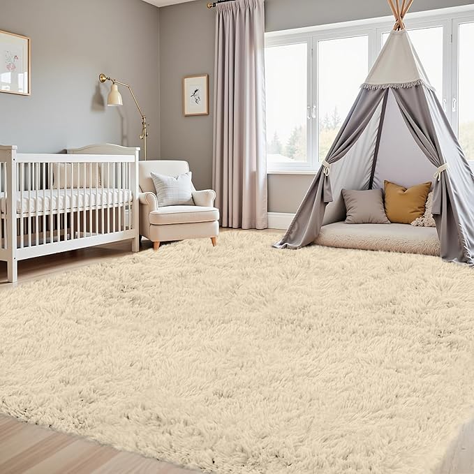 4x6 Area Rugs for Living Room Rug: Soft Fluffy Shag Beige Rugs for Bedroom - Image 9