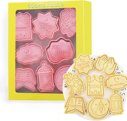 8-Pcs Eid Mubarak Ramadan Cookie Cutters Set 3D Islamic Cookie Cutter by Tuxxzis