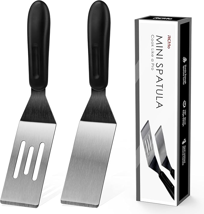 Small Spatula Professional Mini Serving Spatula, 2 Pieces Stainless Steel Metal by RCMo