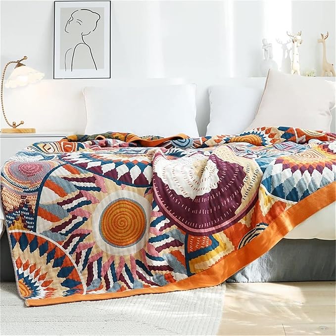 MSGKV Boho Throw Blanket for Bed 60"x80" 100% Cotton Couch Twin Size Blanket - Image 5